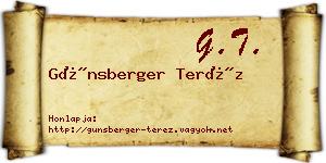Günsberger Teréz névjegykártya