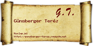 Günsberger Teréz névjegykártya